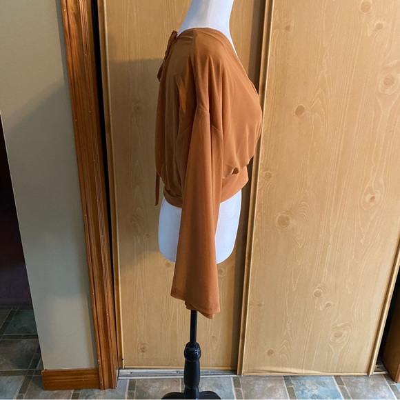 Free People • Surplice Bell Sleeve Blouse in Rust - Picture 5 of 9